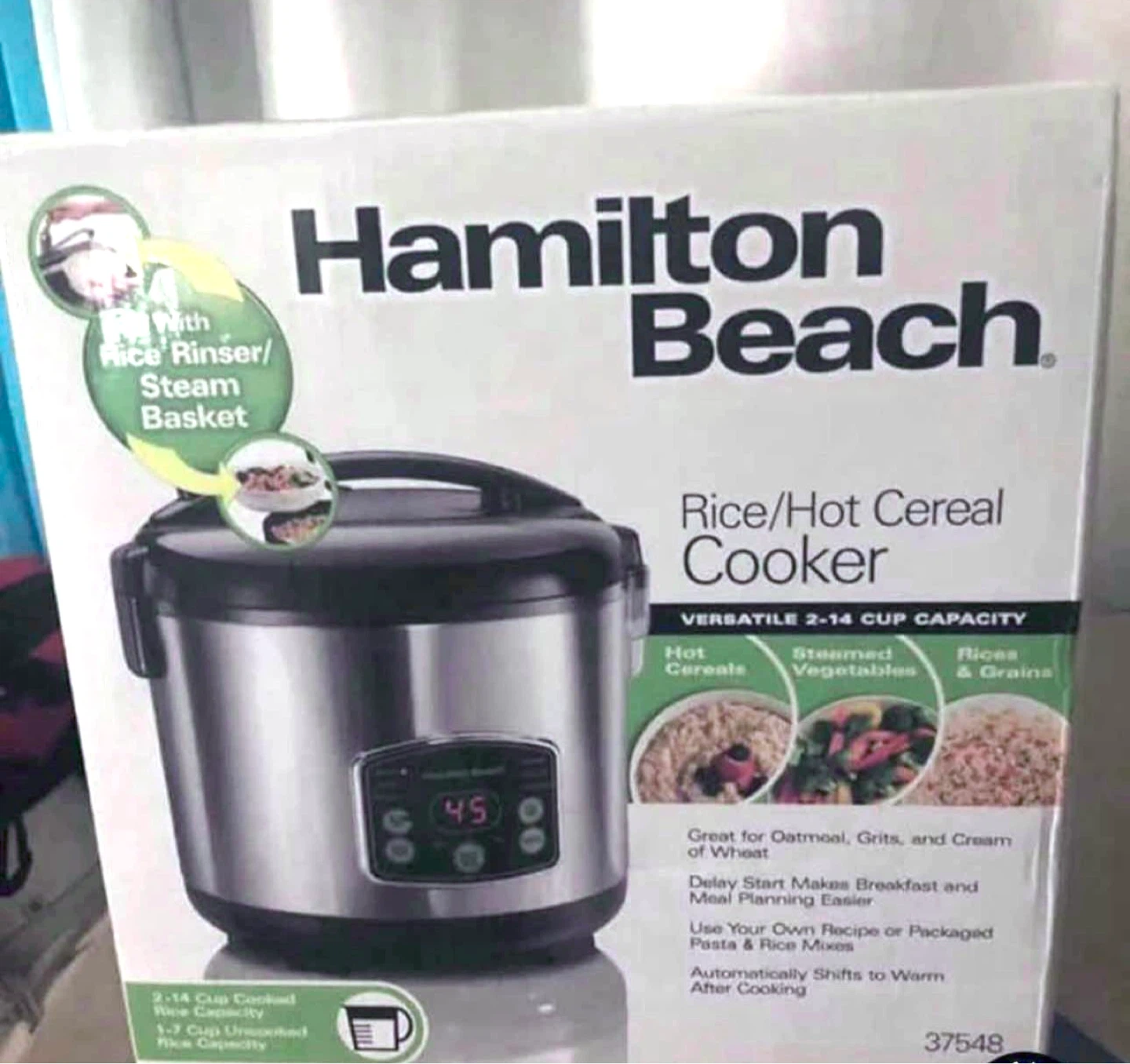 Hamilton Beach Rice/Hot Cereal Cooker - 2-14 Cup Capacity
