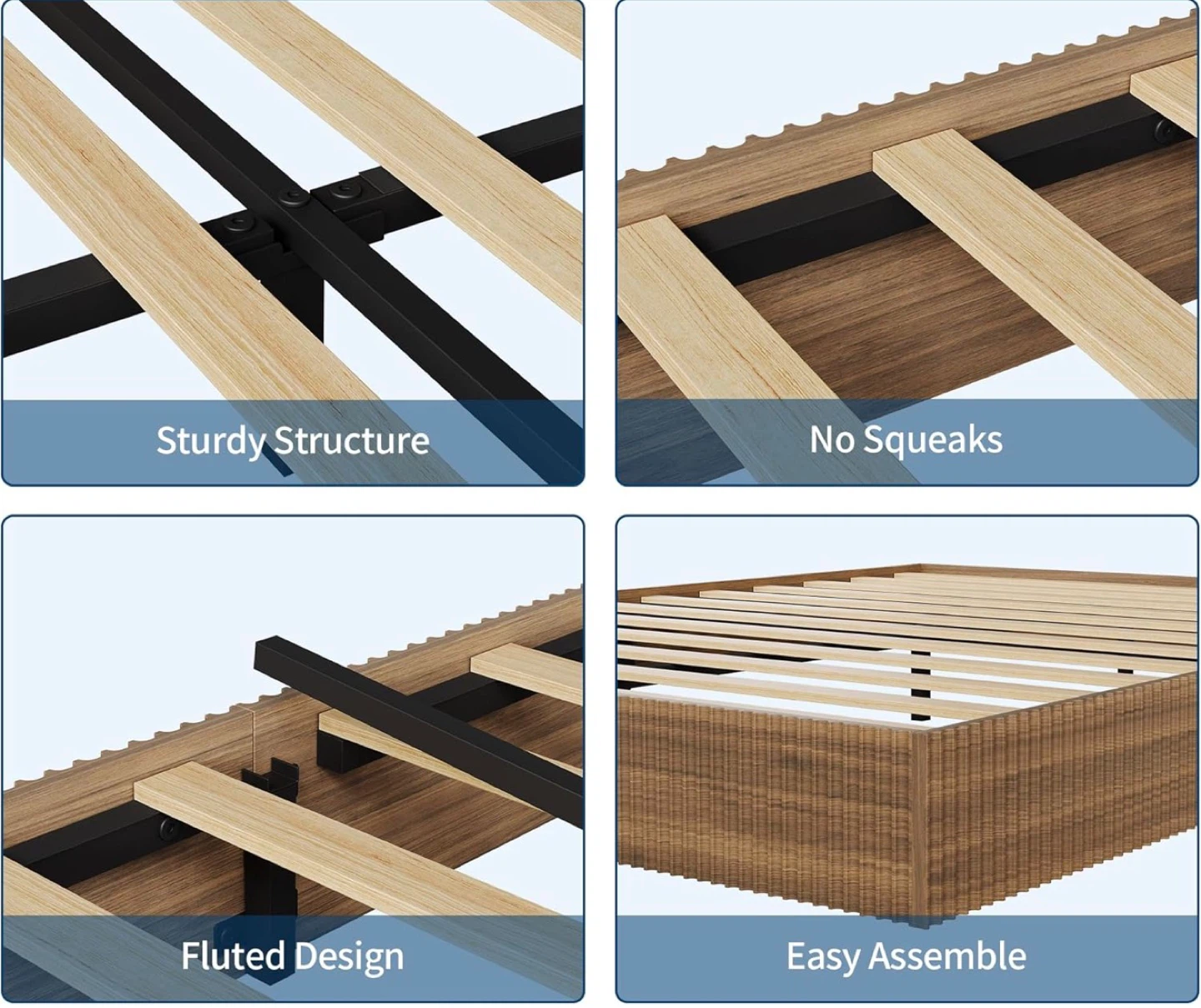 NEW - Wooden Fluted Platform Bed Frame - California King - photo 5