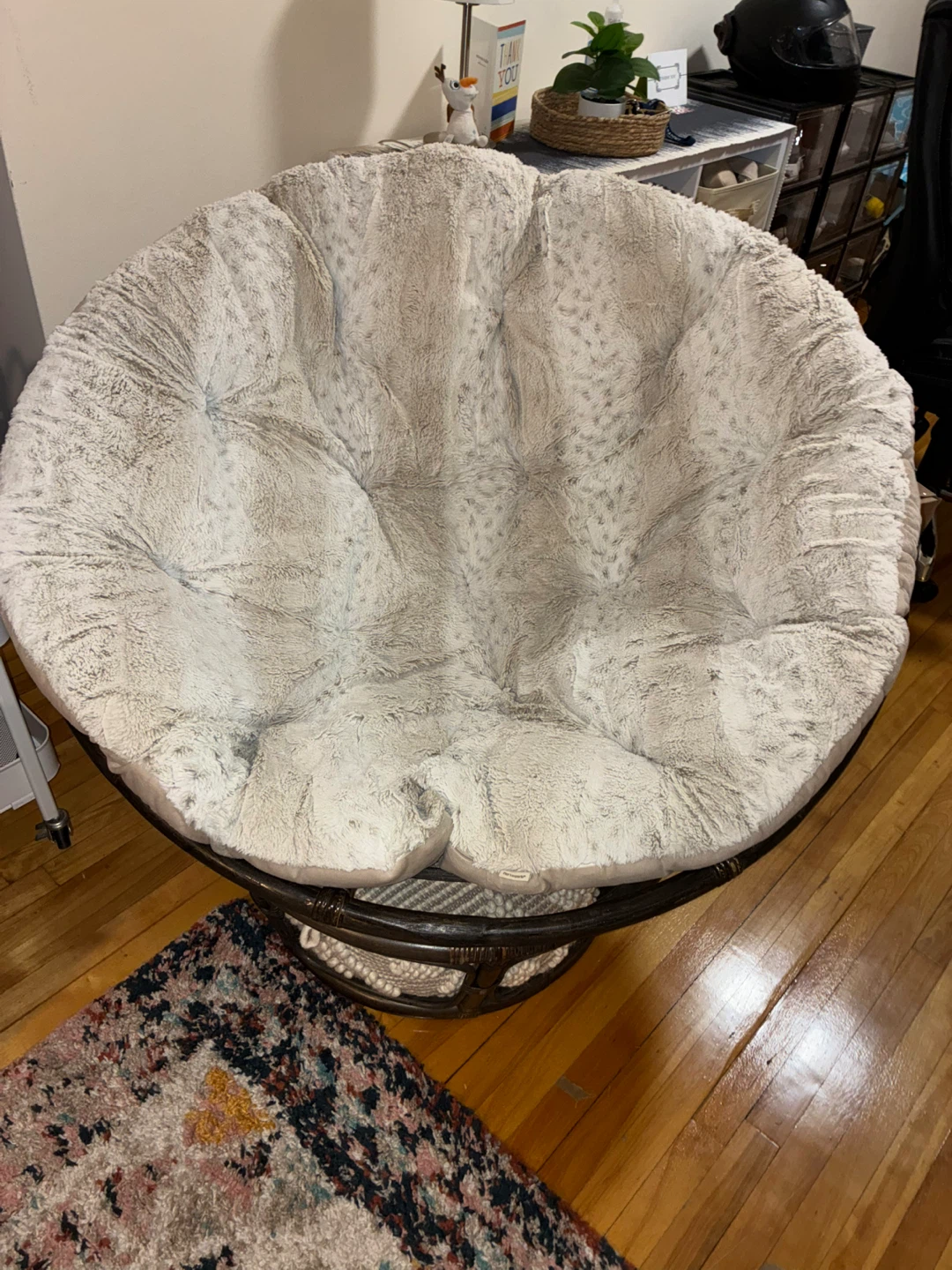 Plush Papasan Chair with Rattan Base