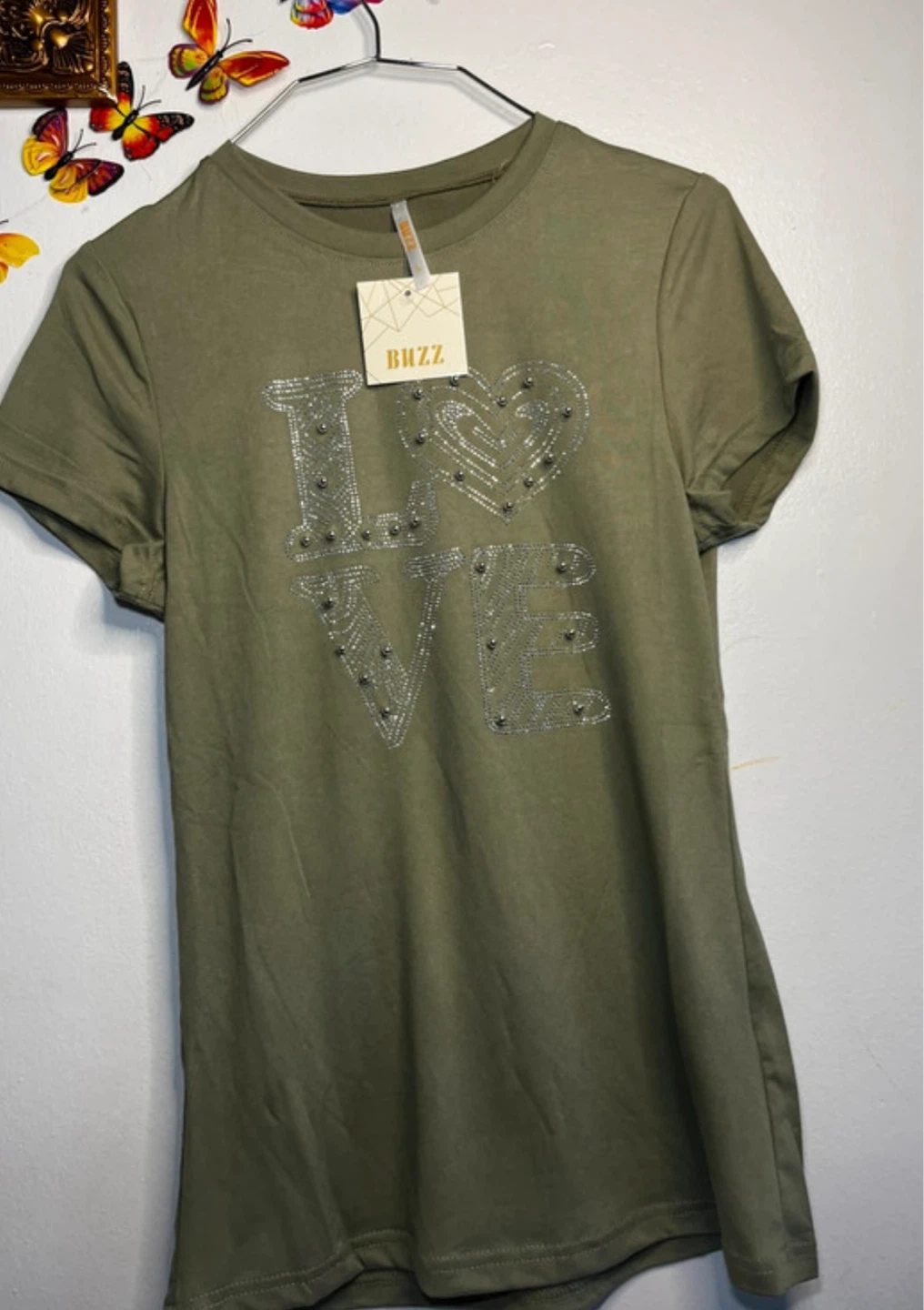 Buzz "LOVE" Graphic Tee - Olive Green