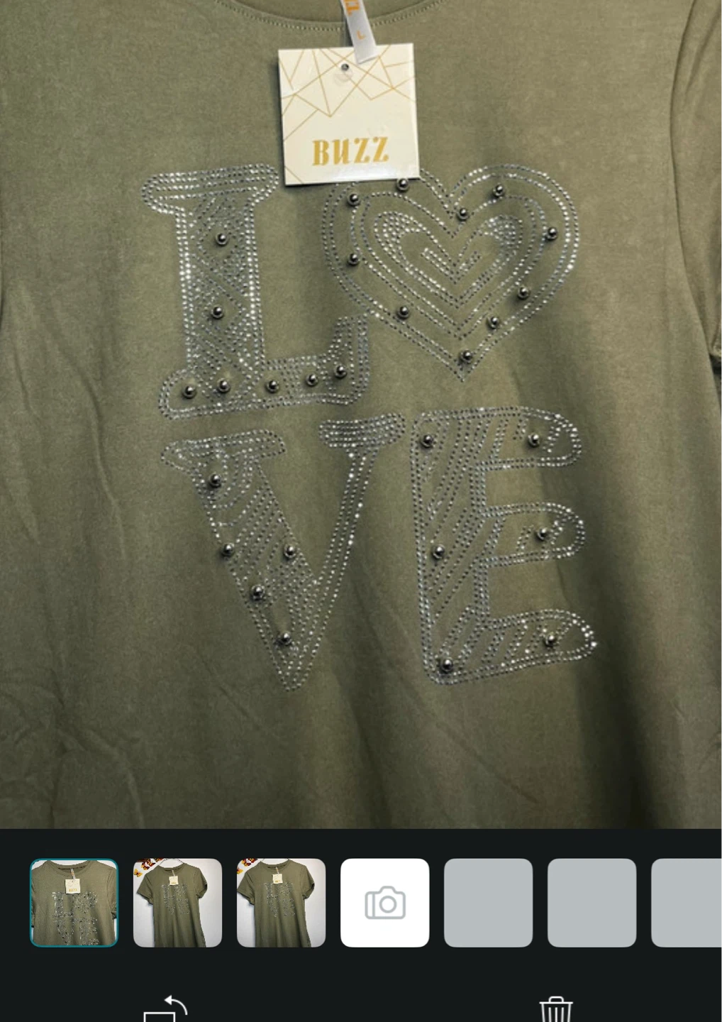 Buzz "LOVE" Graphic Tee - Olive Green - photo 2