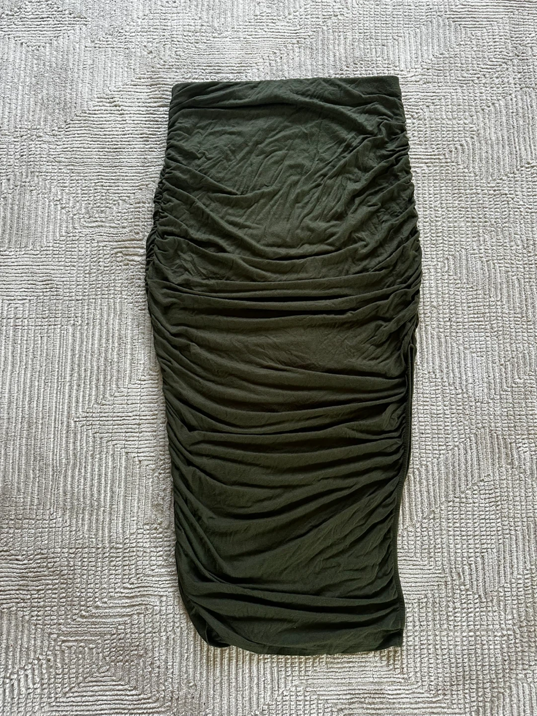 Green Ruched Midi Skirt