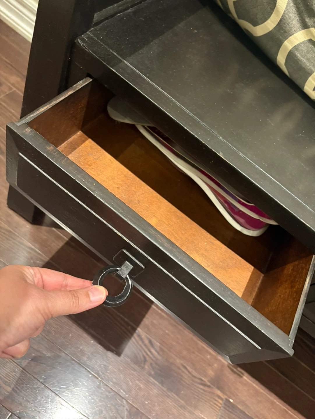Black Storage Bench with Drawers - photo 3