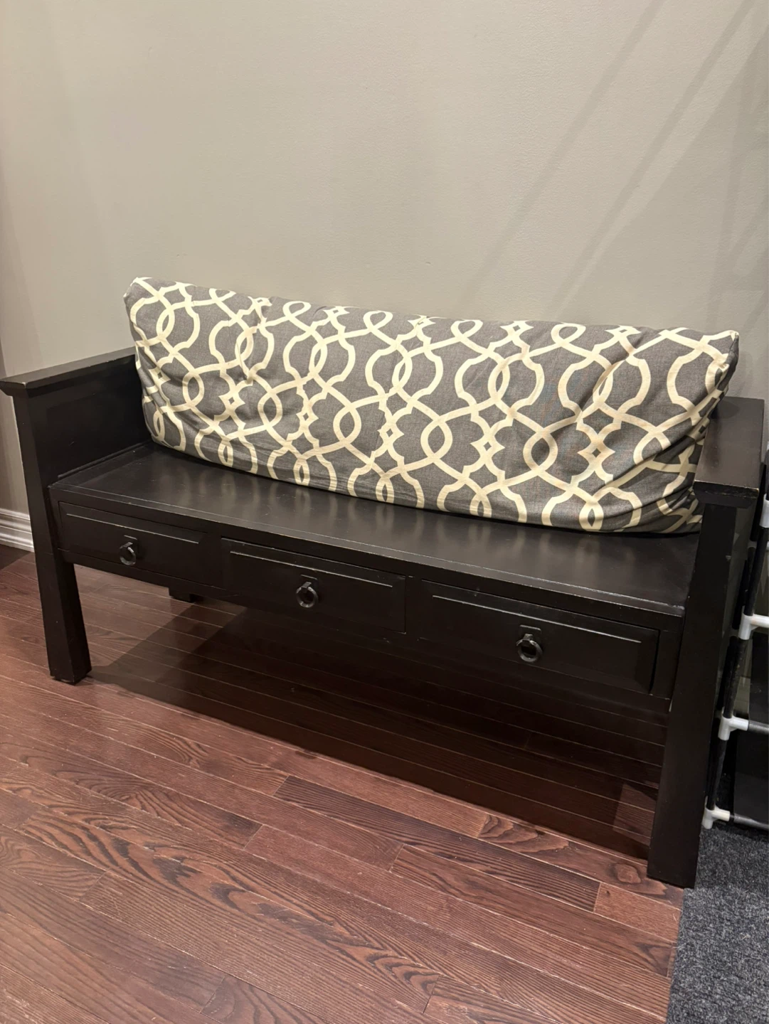 Black Storage Bench with Drawers