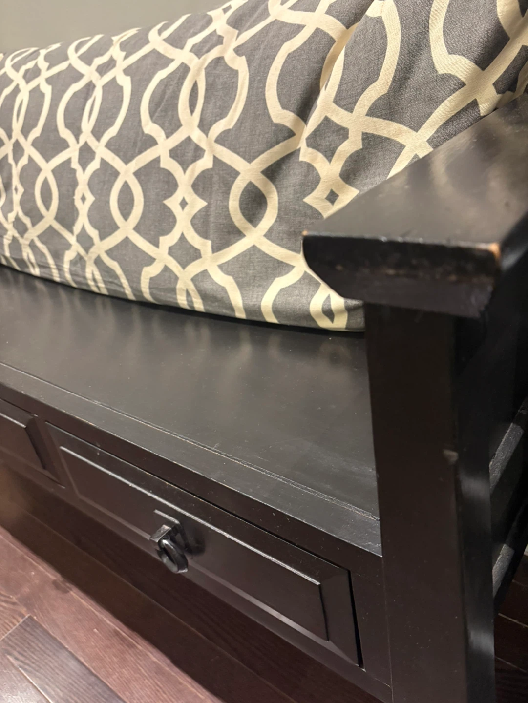 Black Storage Bench with Drawers - photo 2