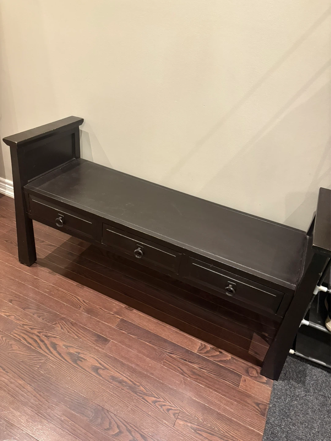Black Storage Bench with Drawers - photo 4
