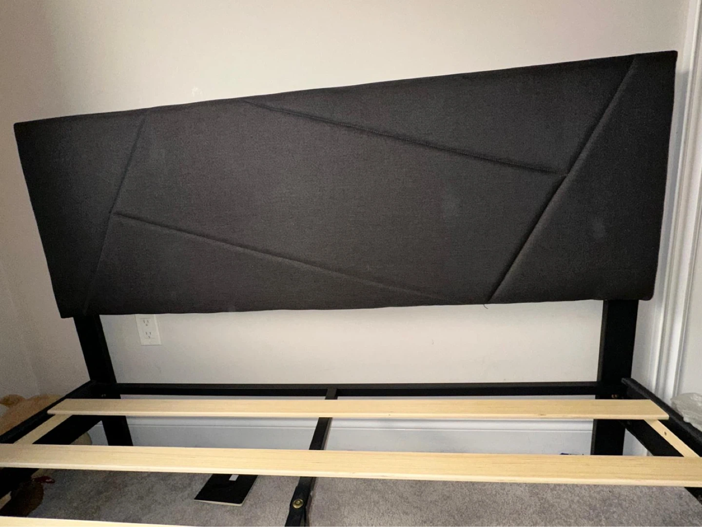 Queen Bed Frame with Geometric Headboard and mattress - photo 2
