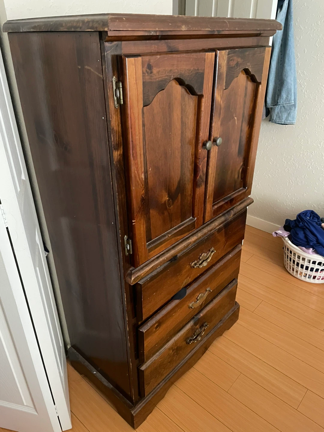 Wooden Cabinet with Drawers and Shelves