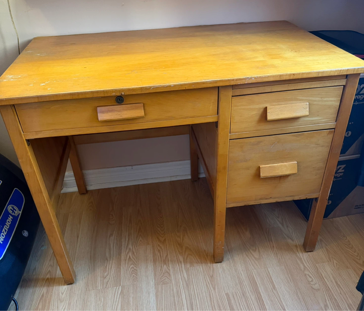 Vintage Wooden Desk with Drawers