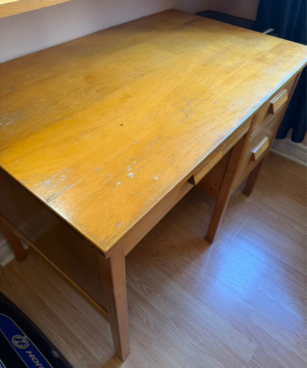 Vintage Wooden Desk with Drawers - photo 2