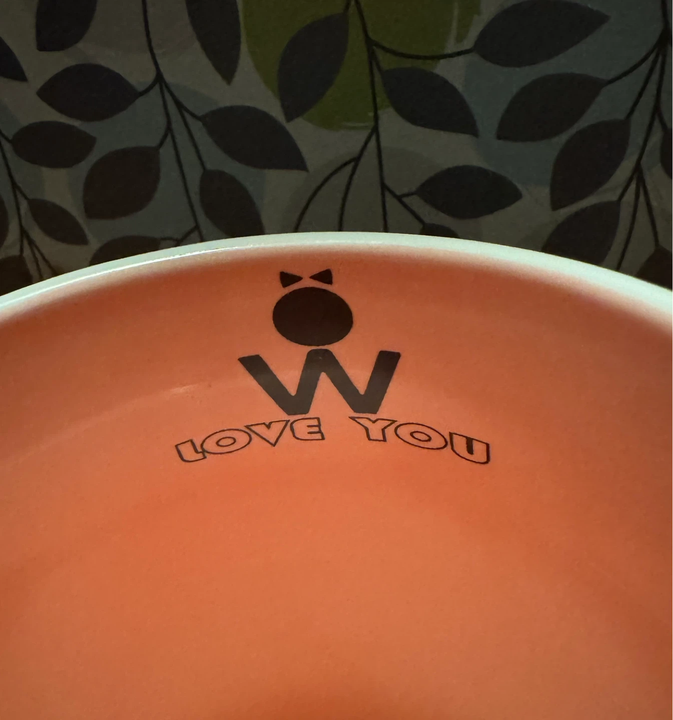 White ceramic mug, pink interior.  “Love you” bee - photo 3