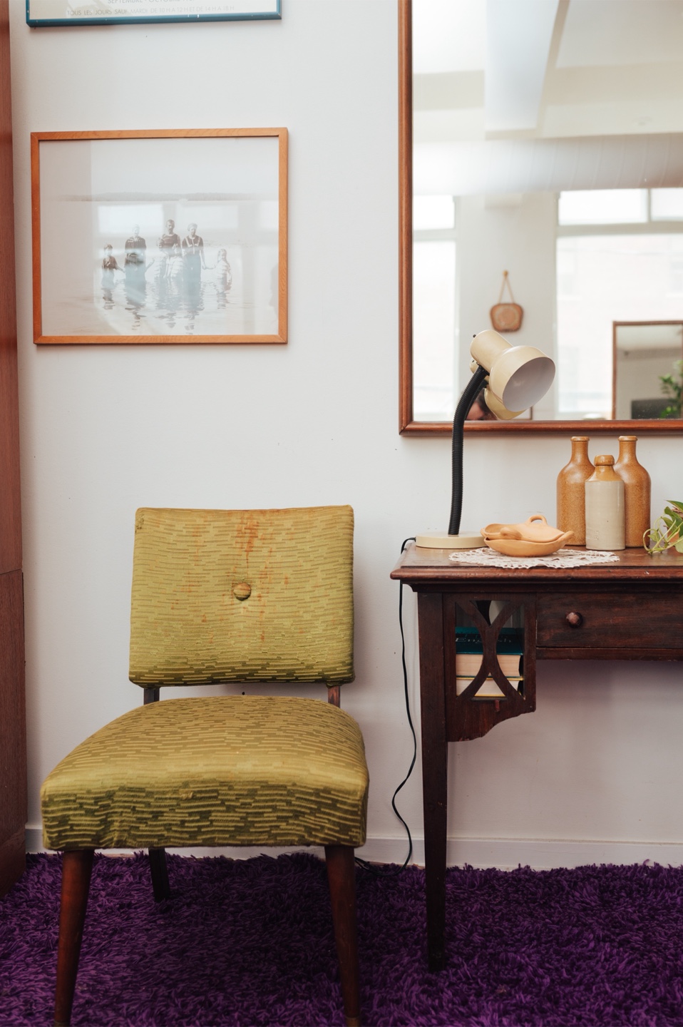 Olive Vintage Slipper Chair - Project Piece or Charming As Is