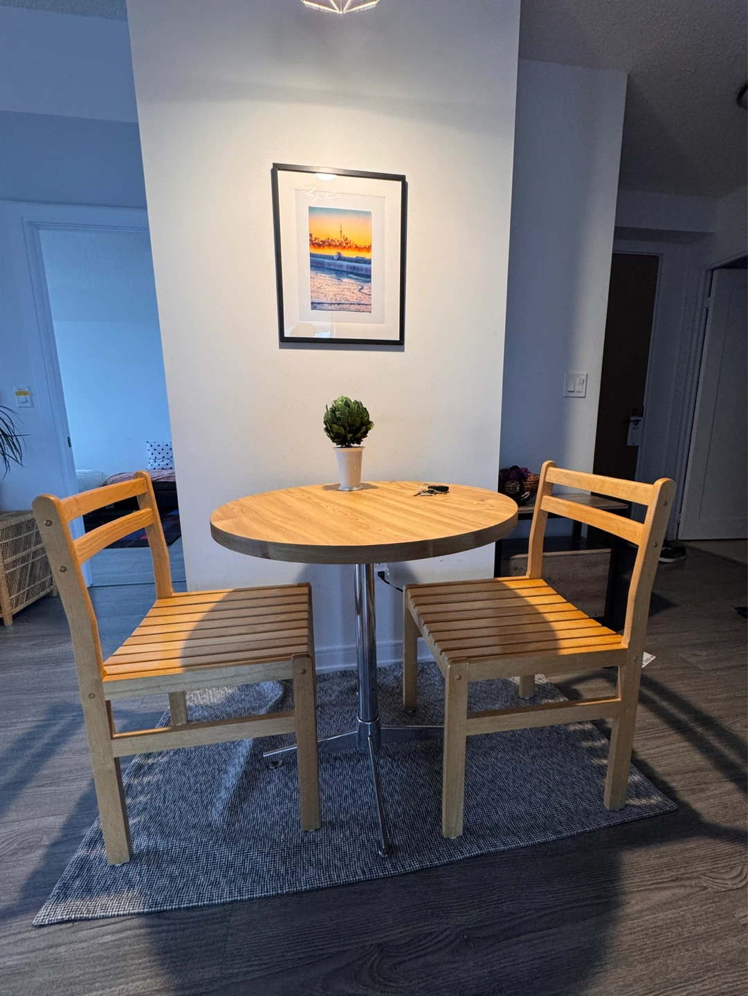 Wood Dining Table Set with 2 Chairs