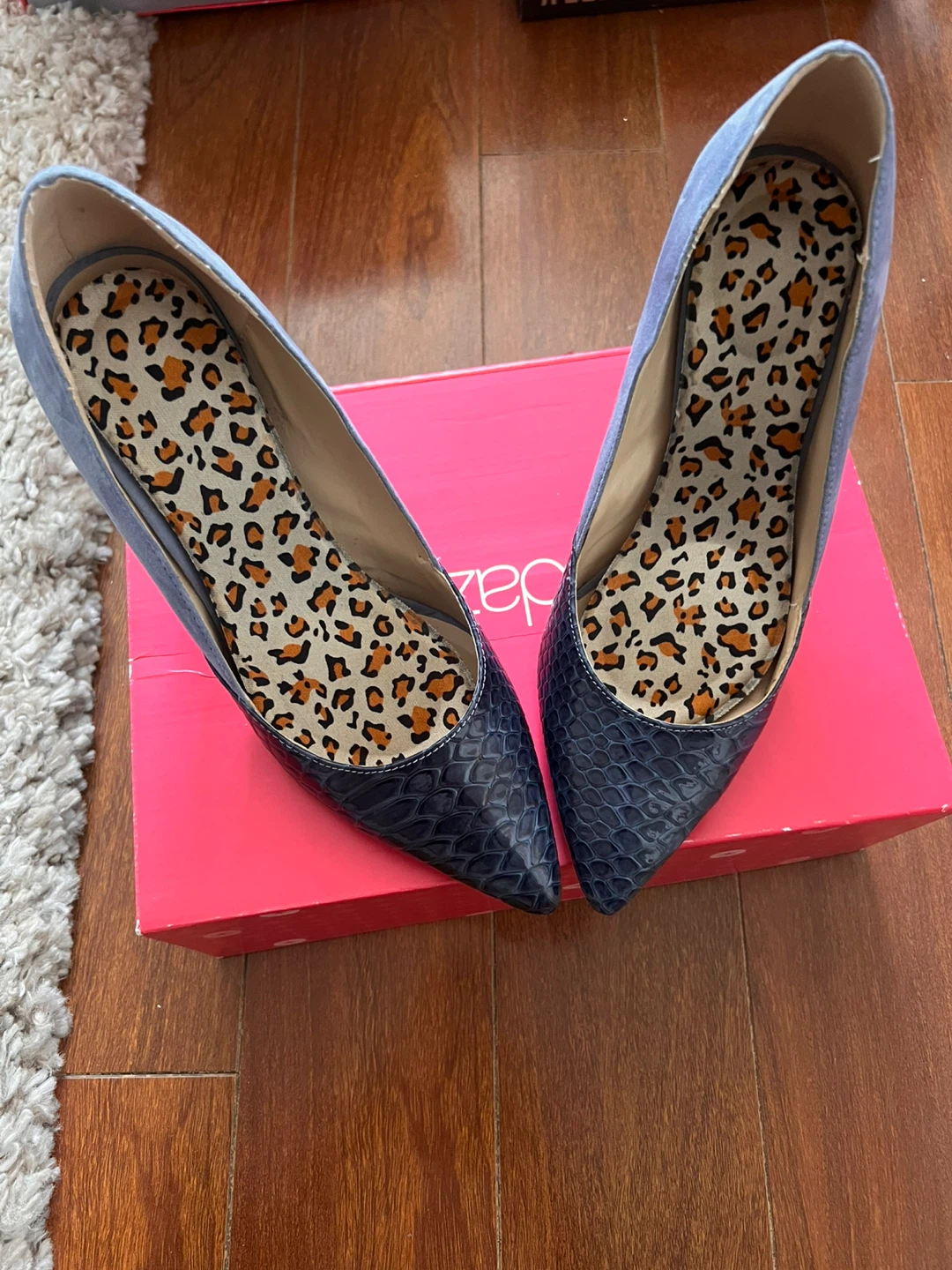 Dazzle Pointed Toe Heels - Blue/Navy Snake Print Size 8 - photo 2