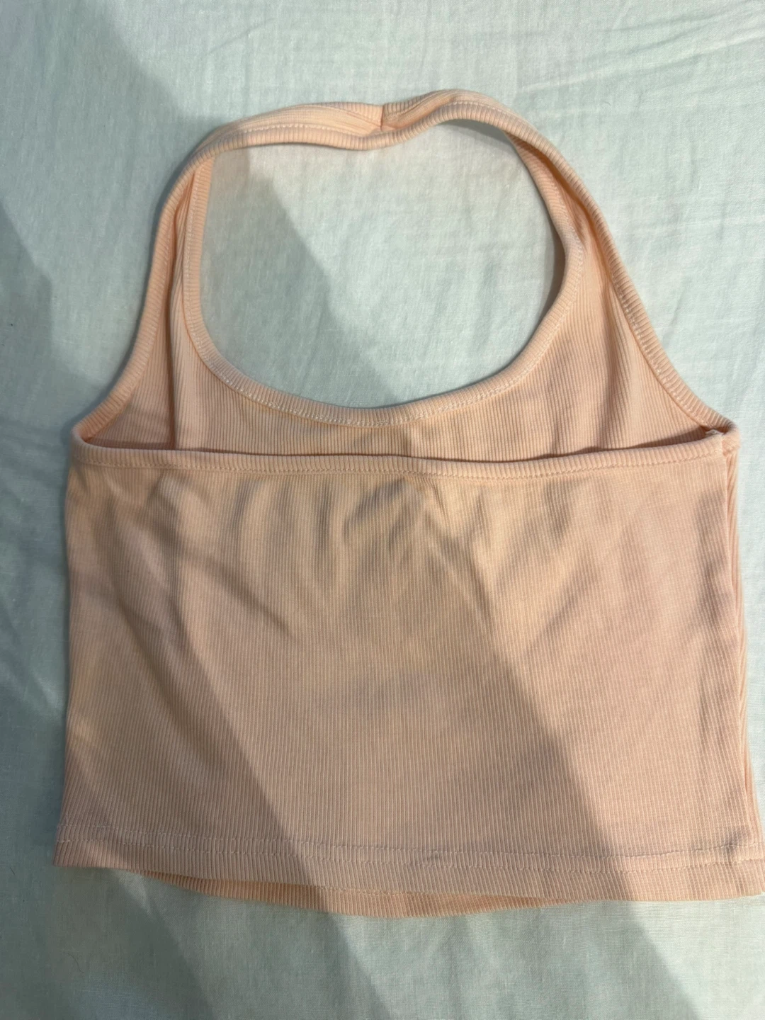 Peach Ribbed Halter Crop Top - S/M - photo 2