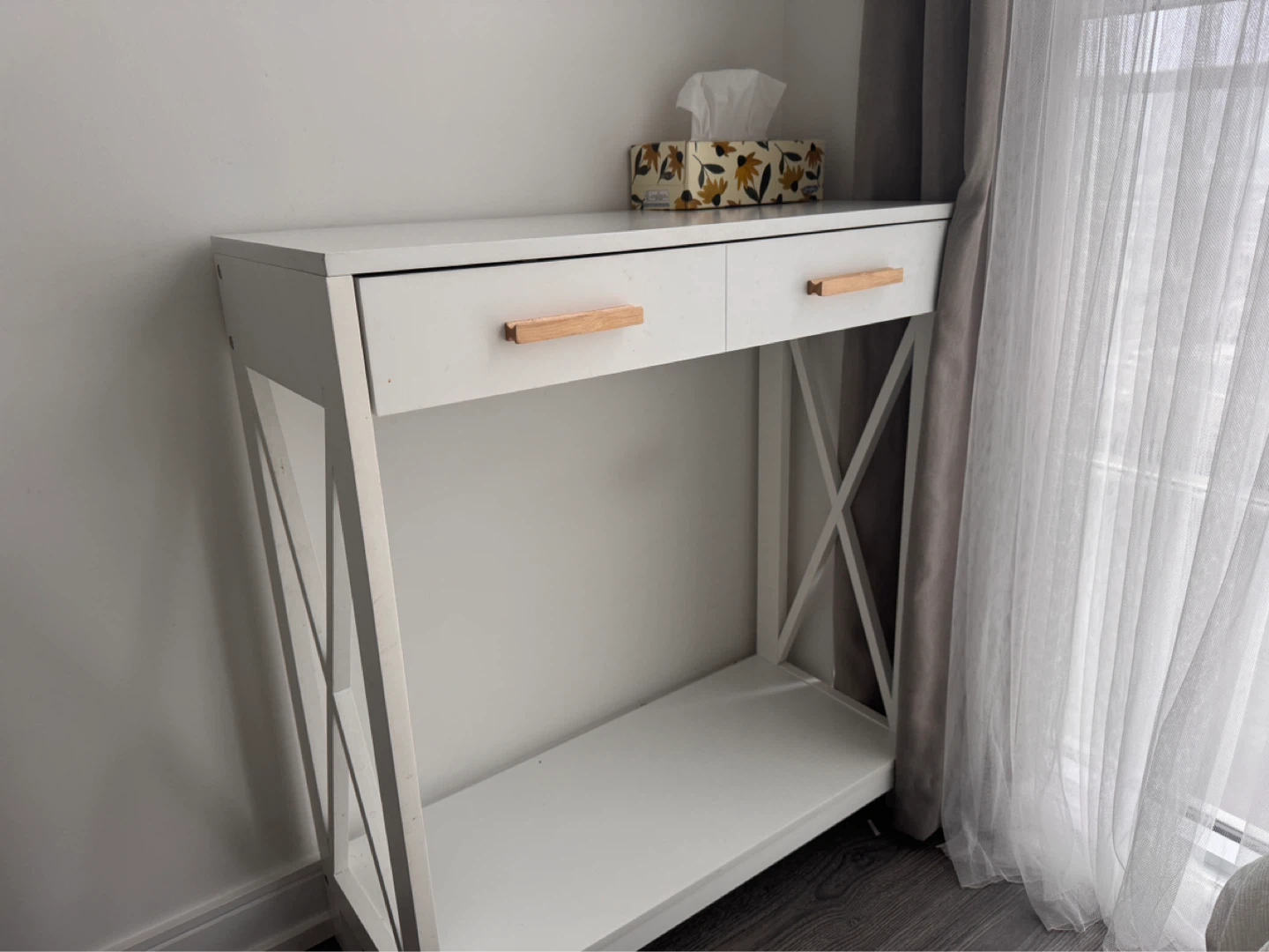 White Console Table with Two Drawers