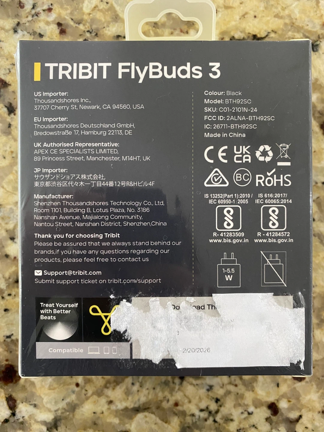 BNIB - TRIBIT FlyBuds 3 True Wireless Earbuds - Black - photo 3