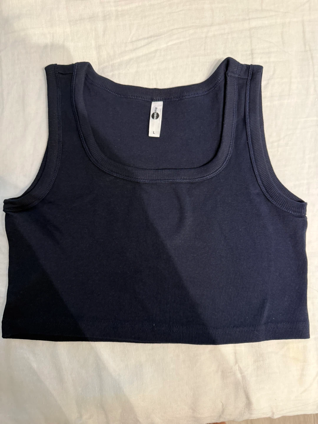 Navy Ribbed Crop Tank Top