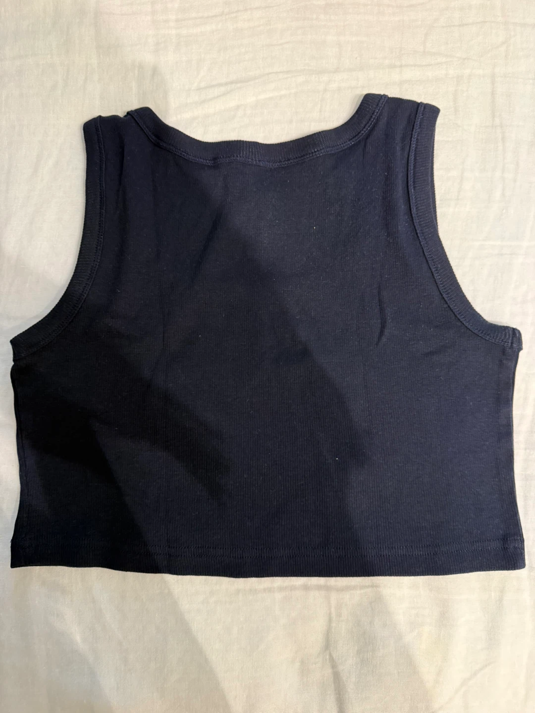 Navy Ribbed Crop Tank Top - photo 2