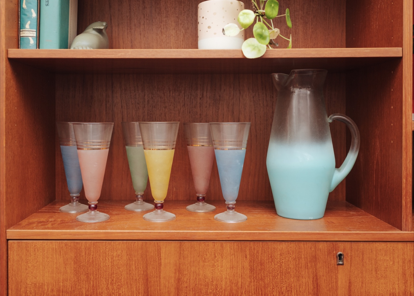 Palm Beach Energy • 1960s Blendo Pastel Glassware Cocktail Set