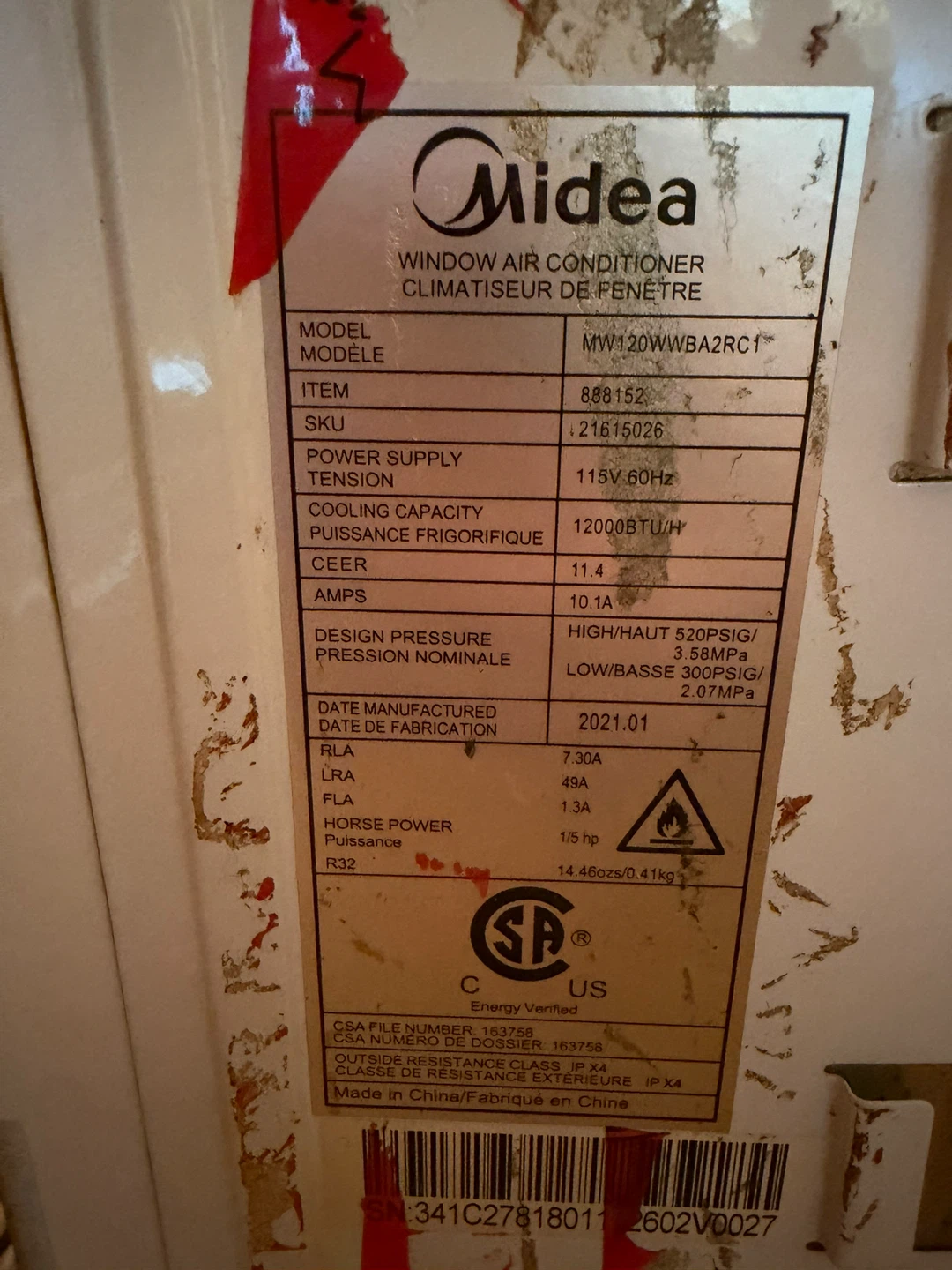 Midea Window Air Conditioner MW120WWBA2RC1 12000 BTU - photo 3