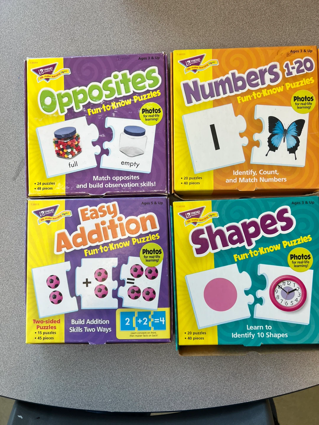 TREND Fun-to-Know Puzzles (Opposites, Numbers, Addition, Shapes)