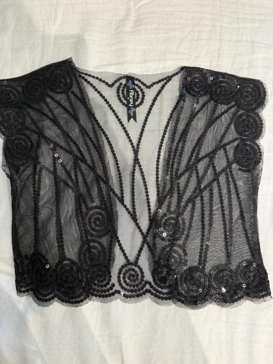 Black Mesh Sequin Embellished Crop Cardigan