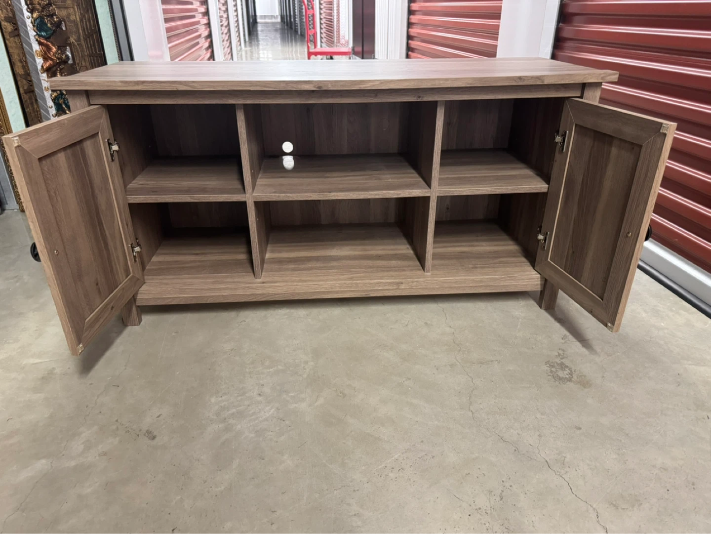 Wooden TV Stand with Cabinet Doors - photo 2
