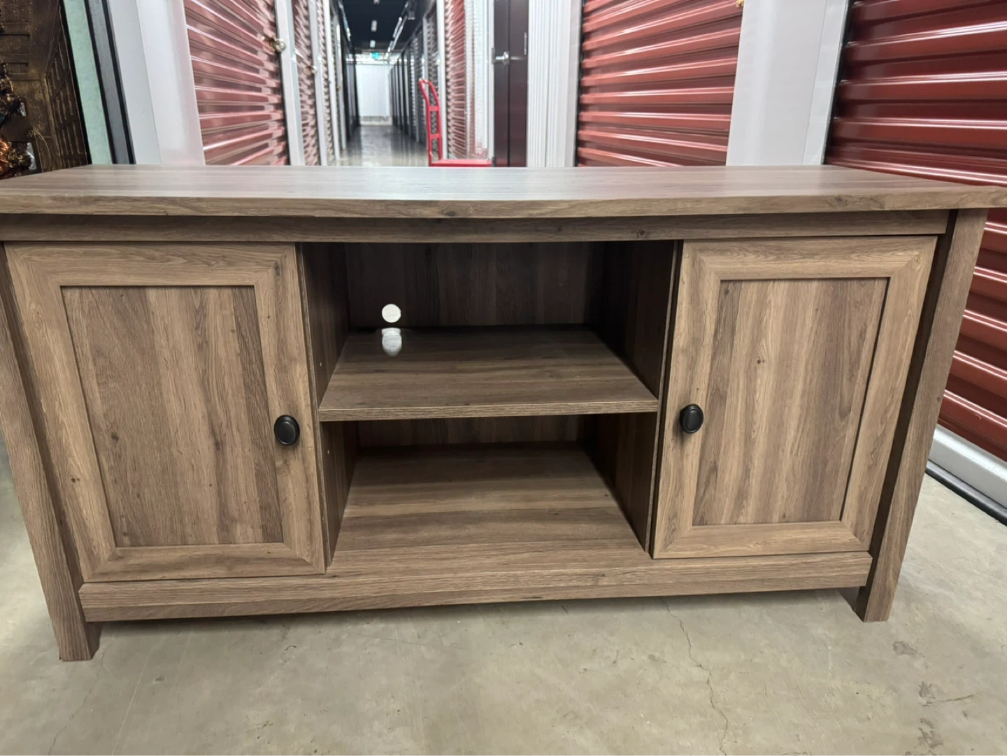 Wooden TV Stand with Cabinet Doors