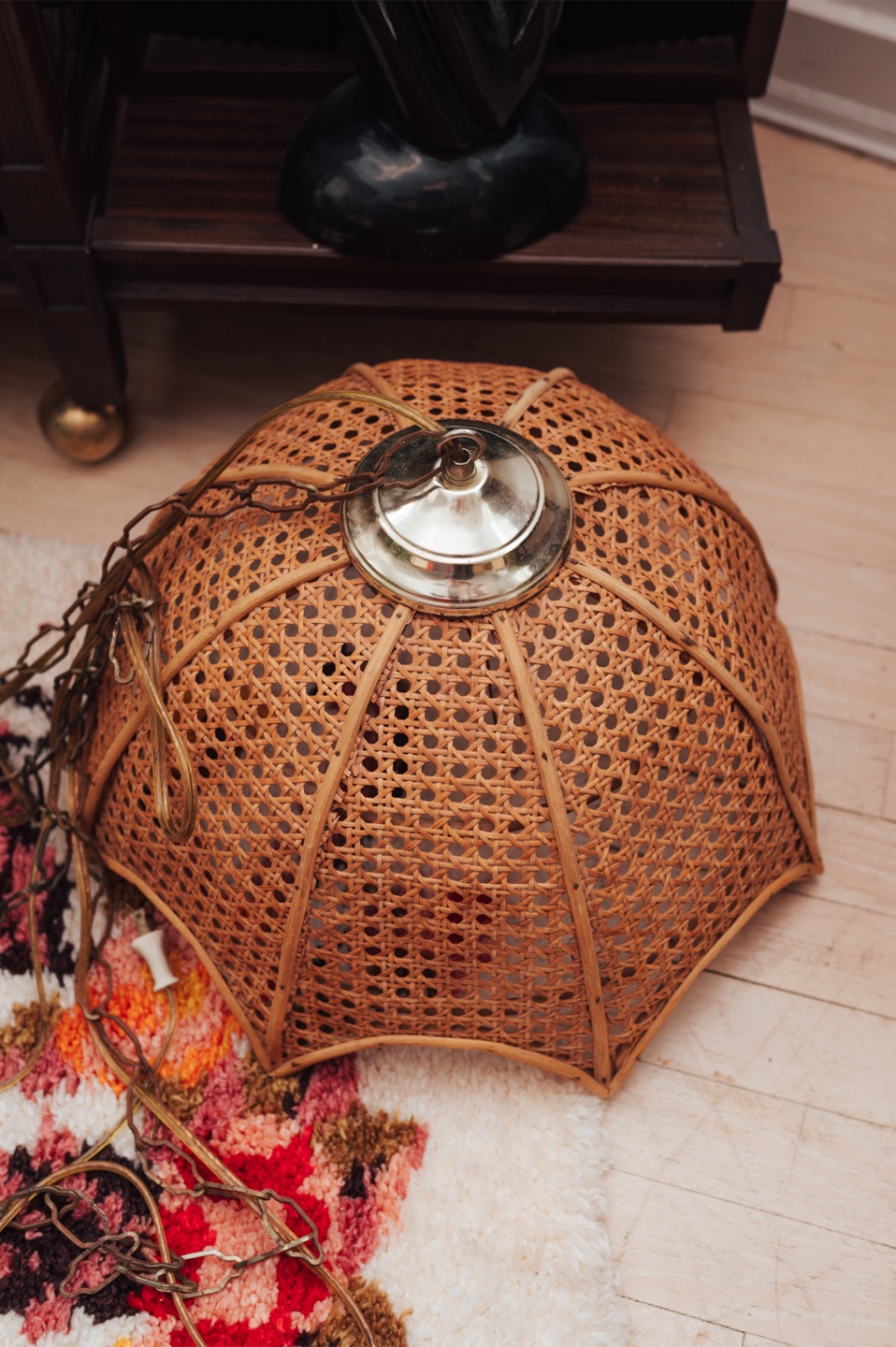 1970s California Sumroom Cane Swag Lamp - photo 4