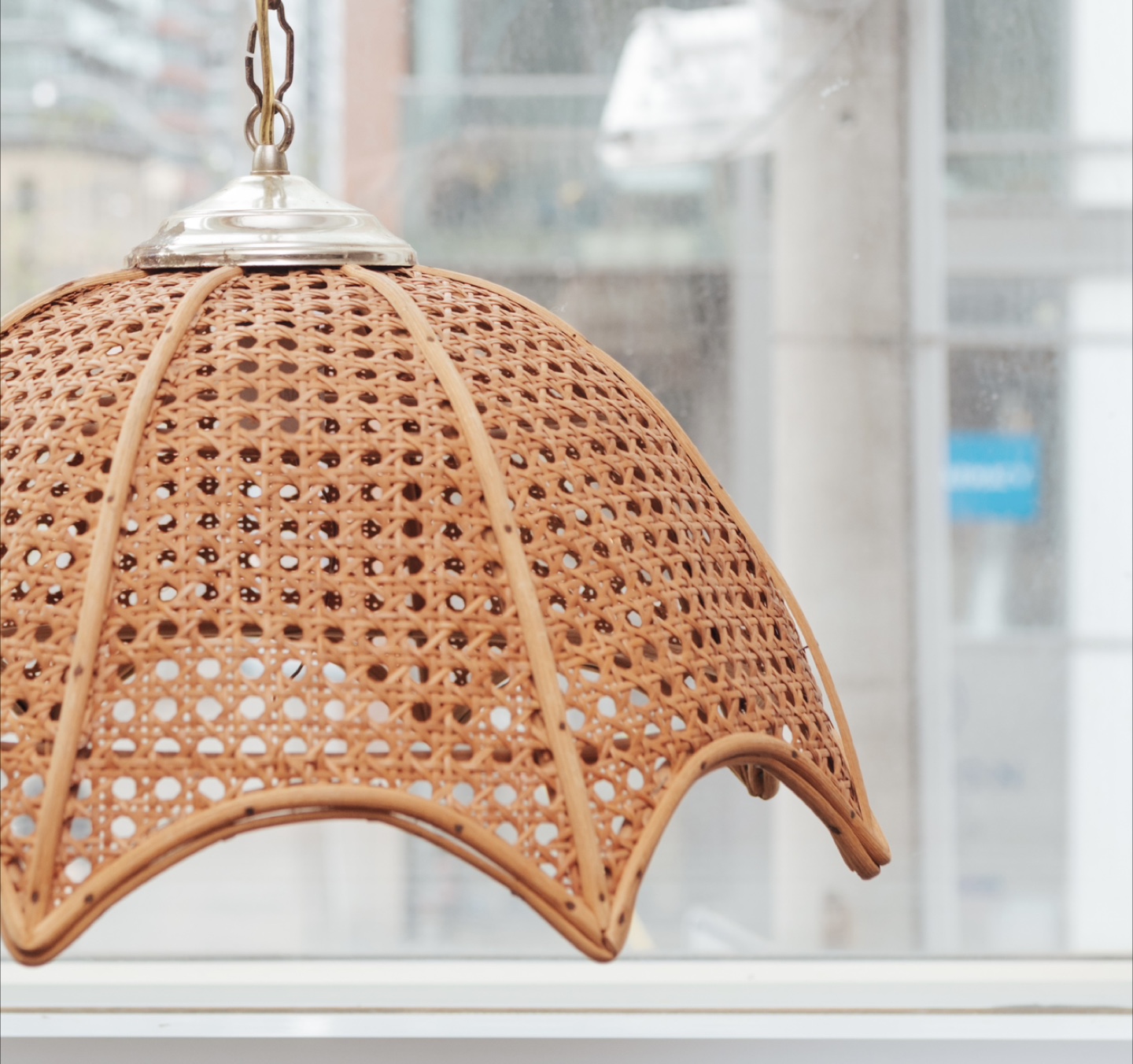1970s California Sumroom Cane Swag Lamp - photo 3