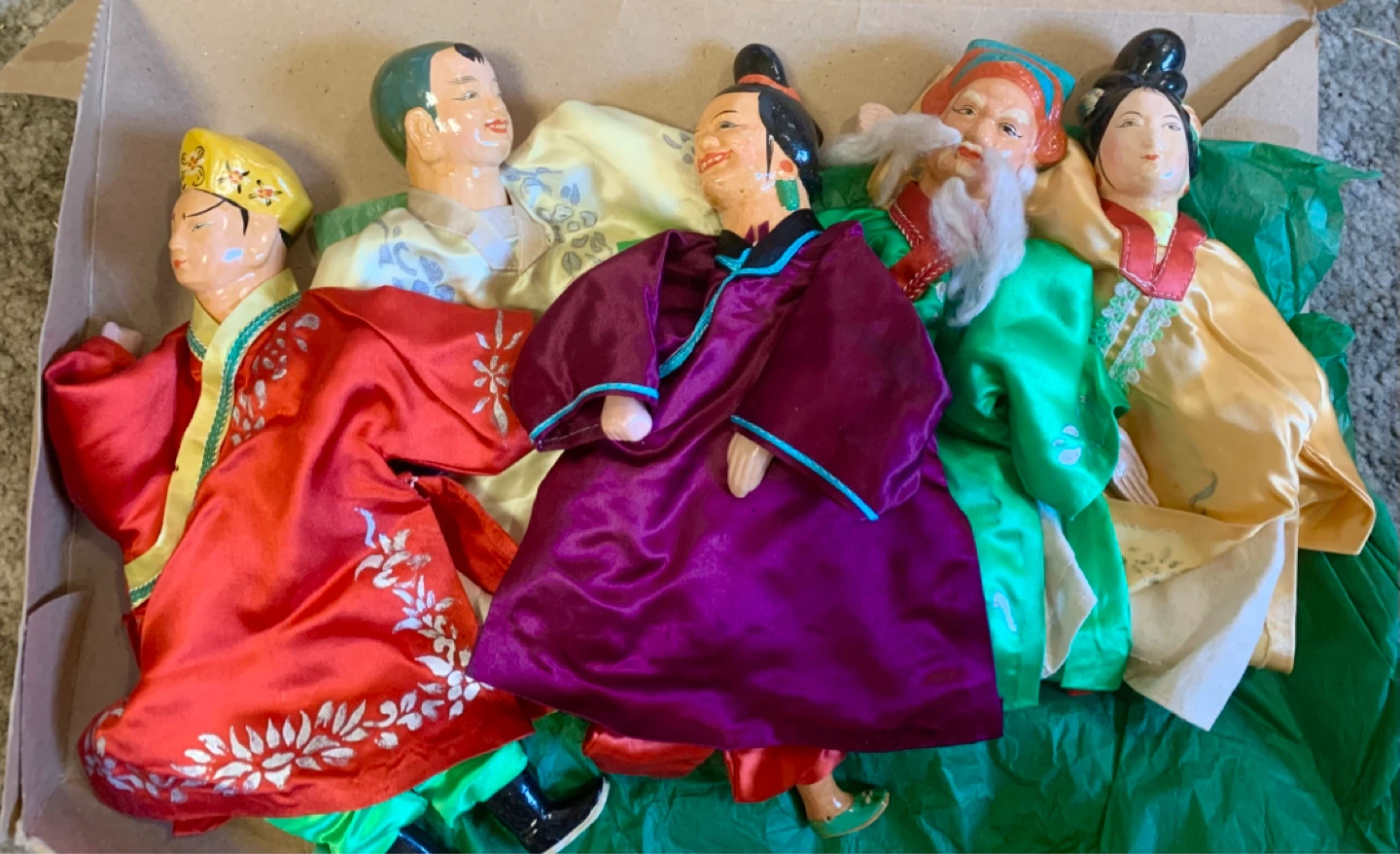 Set of 5 Vintage Chinese Puppets