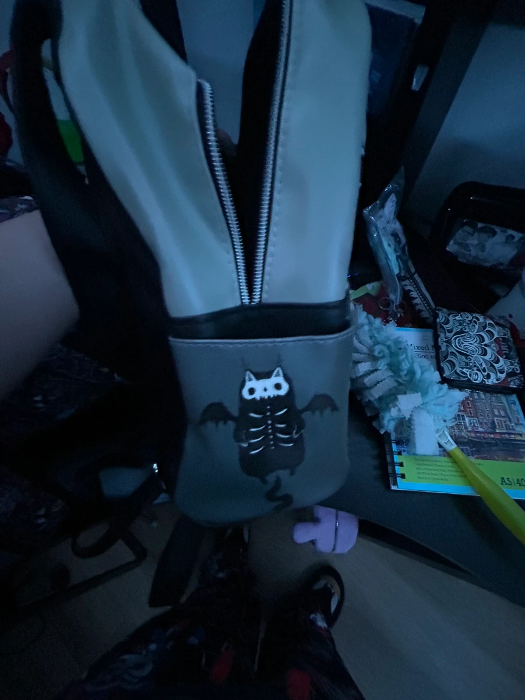 Gothic Cat Bat Art Backpack - photo 3