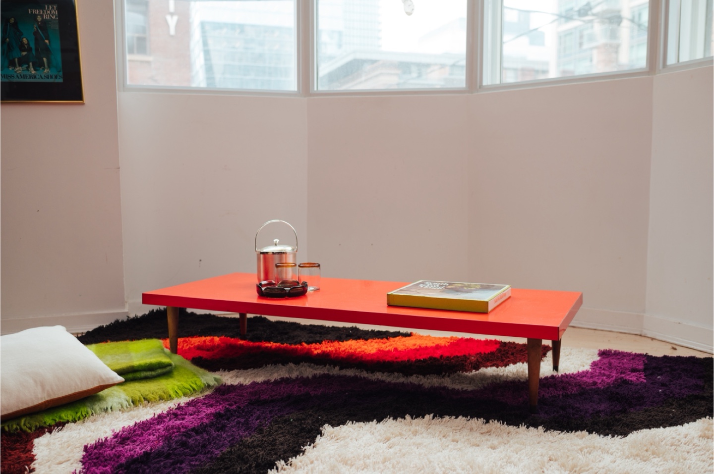 1970s Pop-Art Orange Cocktail Table / Low Lounge Table
