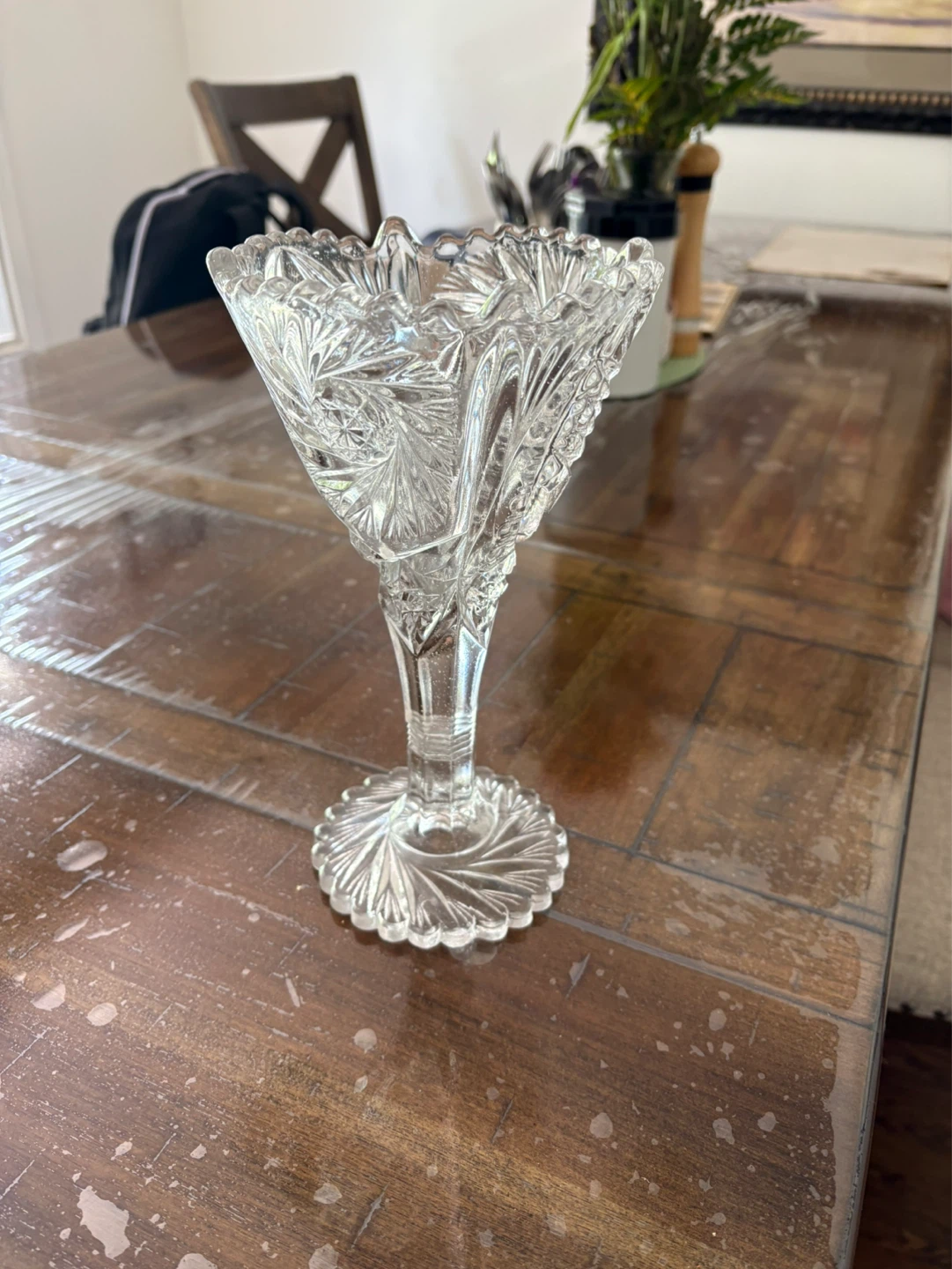 Crystal Glass Pedestal Italian Vase - photo 2