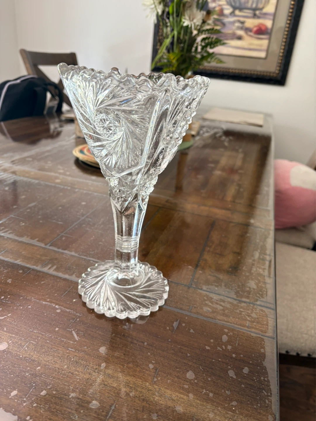 Crystal Glass Pedestal Italian Vase
