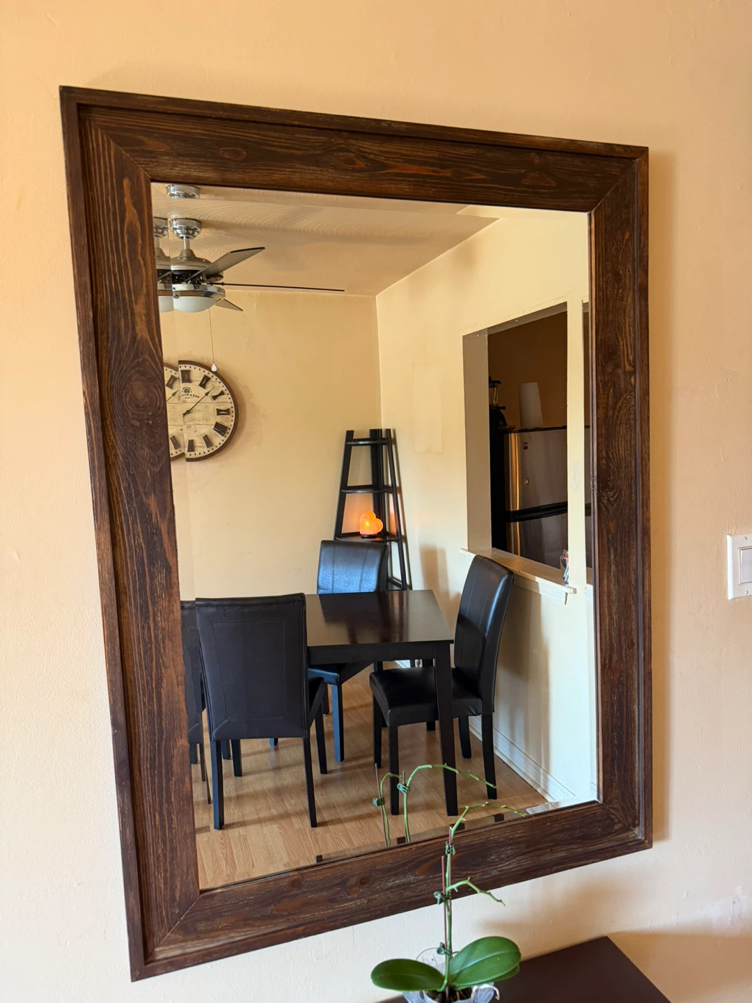 Rustic Dark Wood Framed Mirror