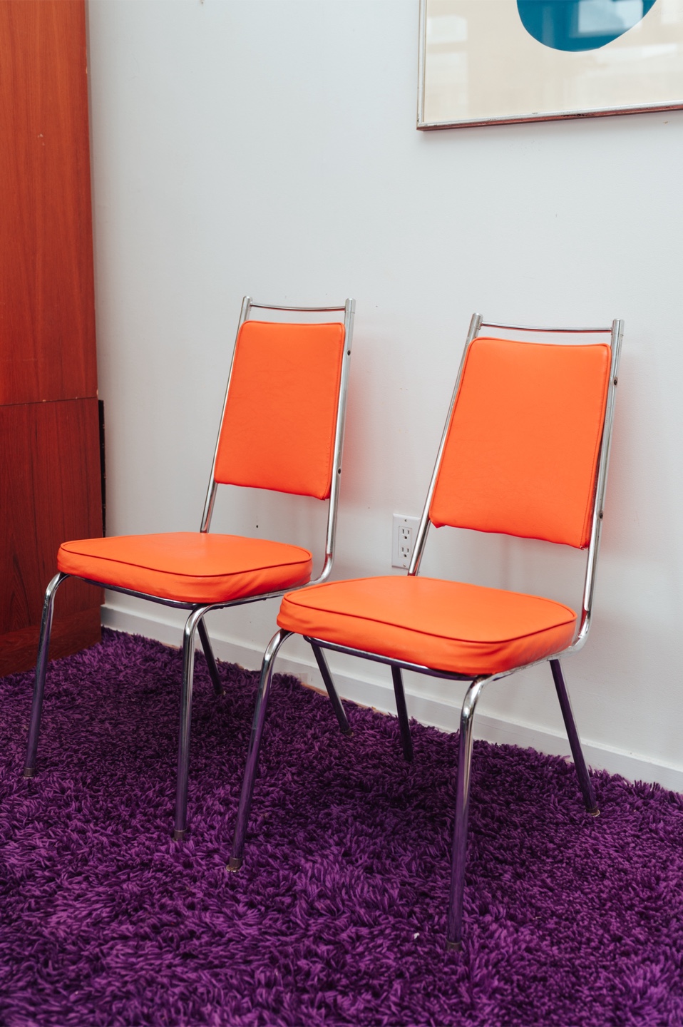 Tangerine Dream Vintage Dinette Chair Pair —INCREDIBLE CONDITION