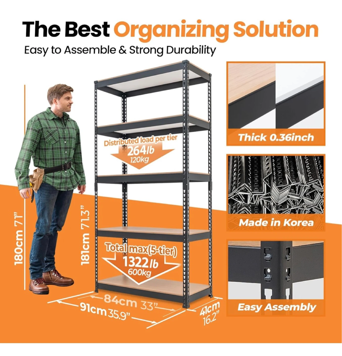 5-Tier Heavy Duty Metal Shelving Unit - photo 2