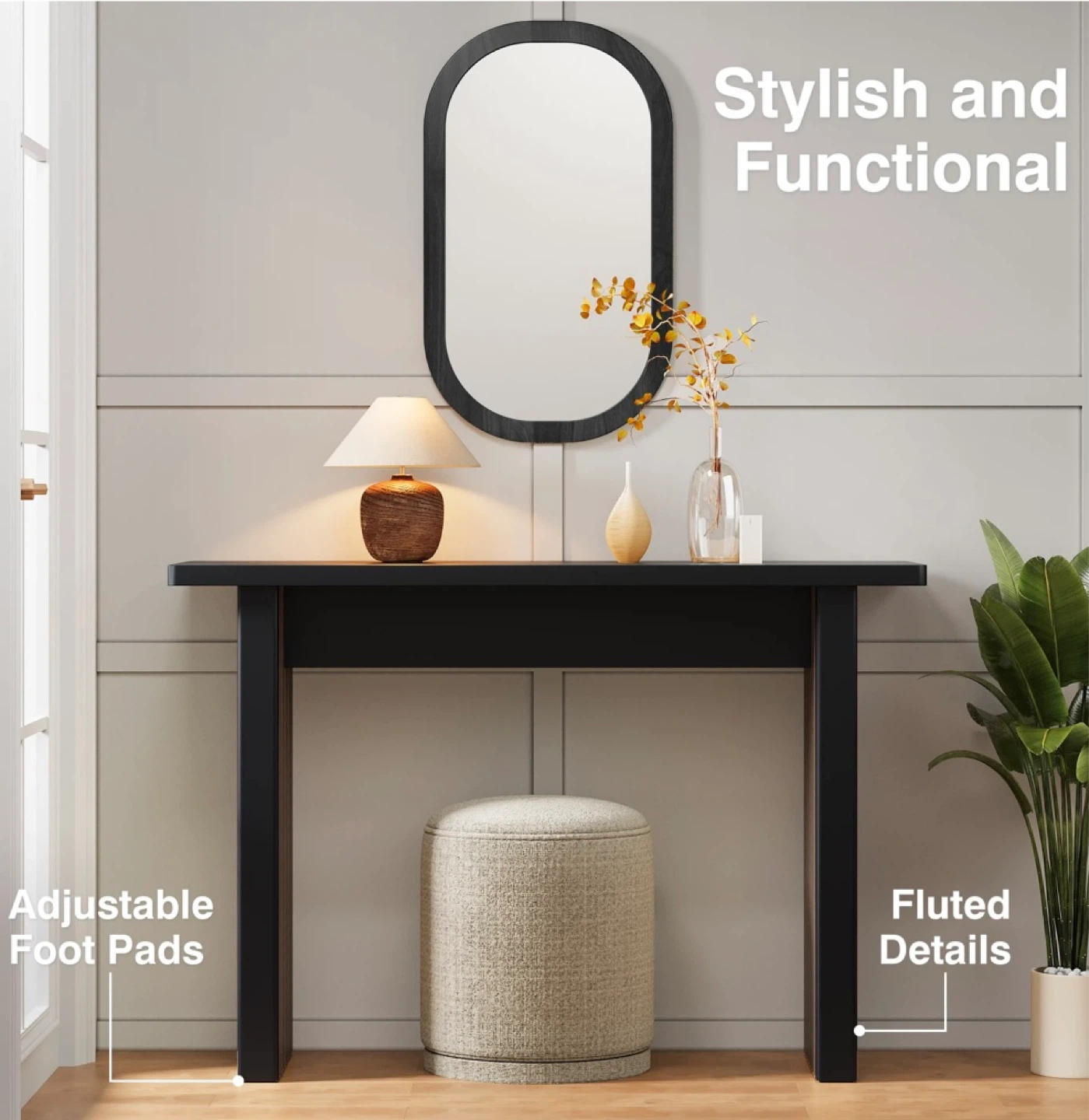 New in Box  Fluted Entryway Console Table, Black - photo 3