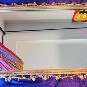 STUNNING Vintage Peacock Mirror – Large Ornate Gold Wood Frame