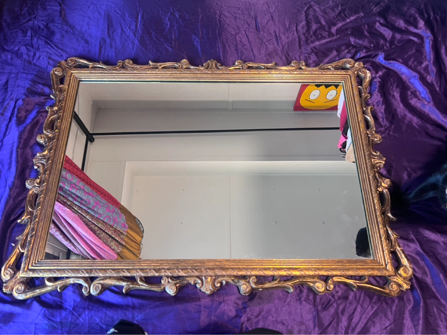 STUNNING Vintage Peacock Mirror – Large Ornate Gold Wood Frame - photo 3