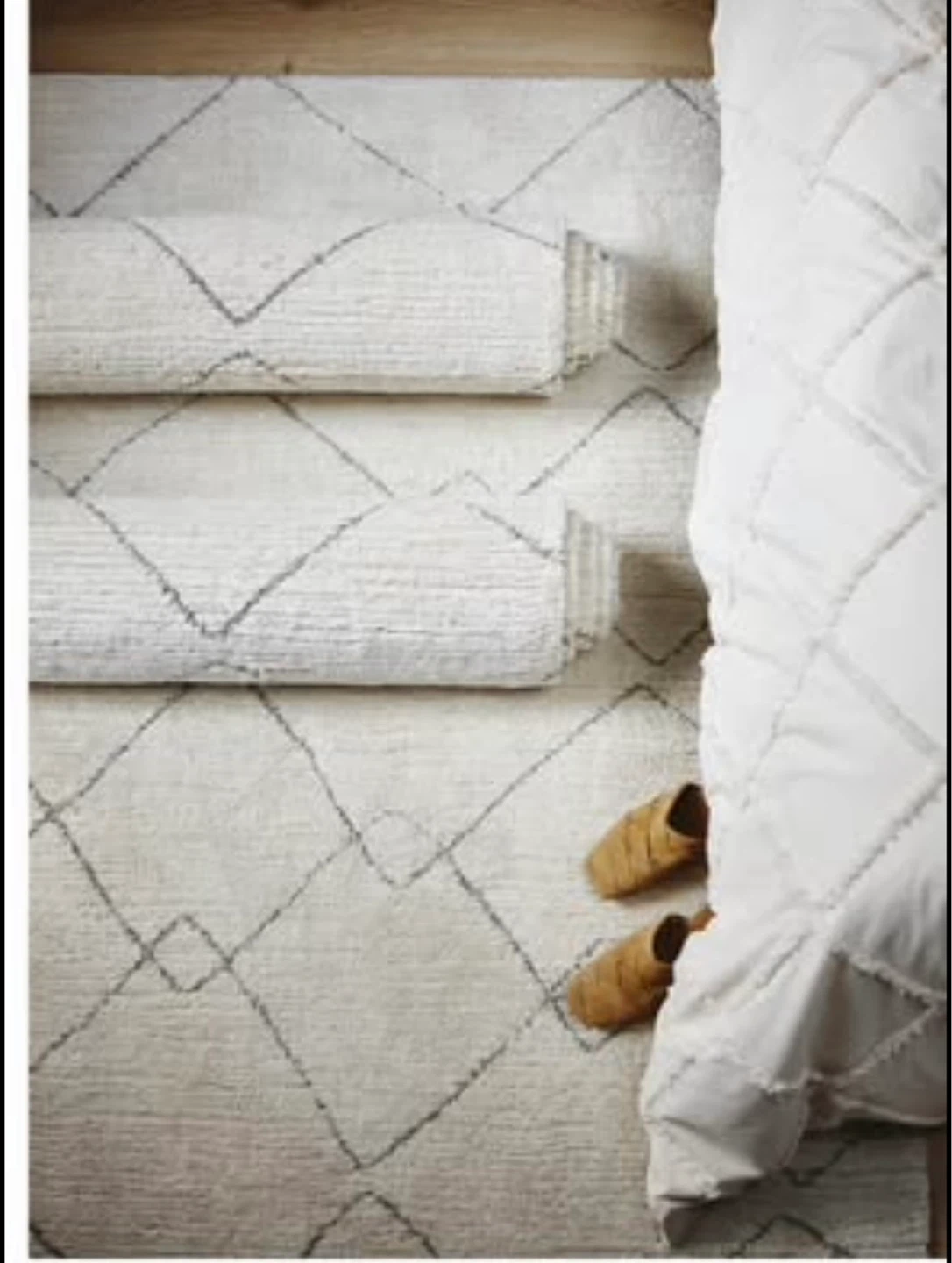 Cream and Grey Diamond Pattern Rug - photo 5