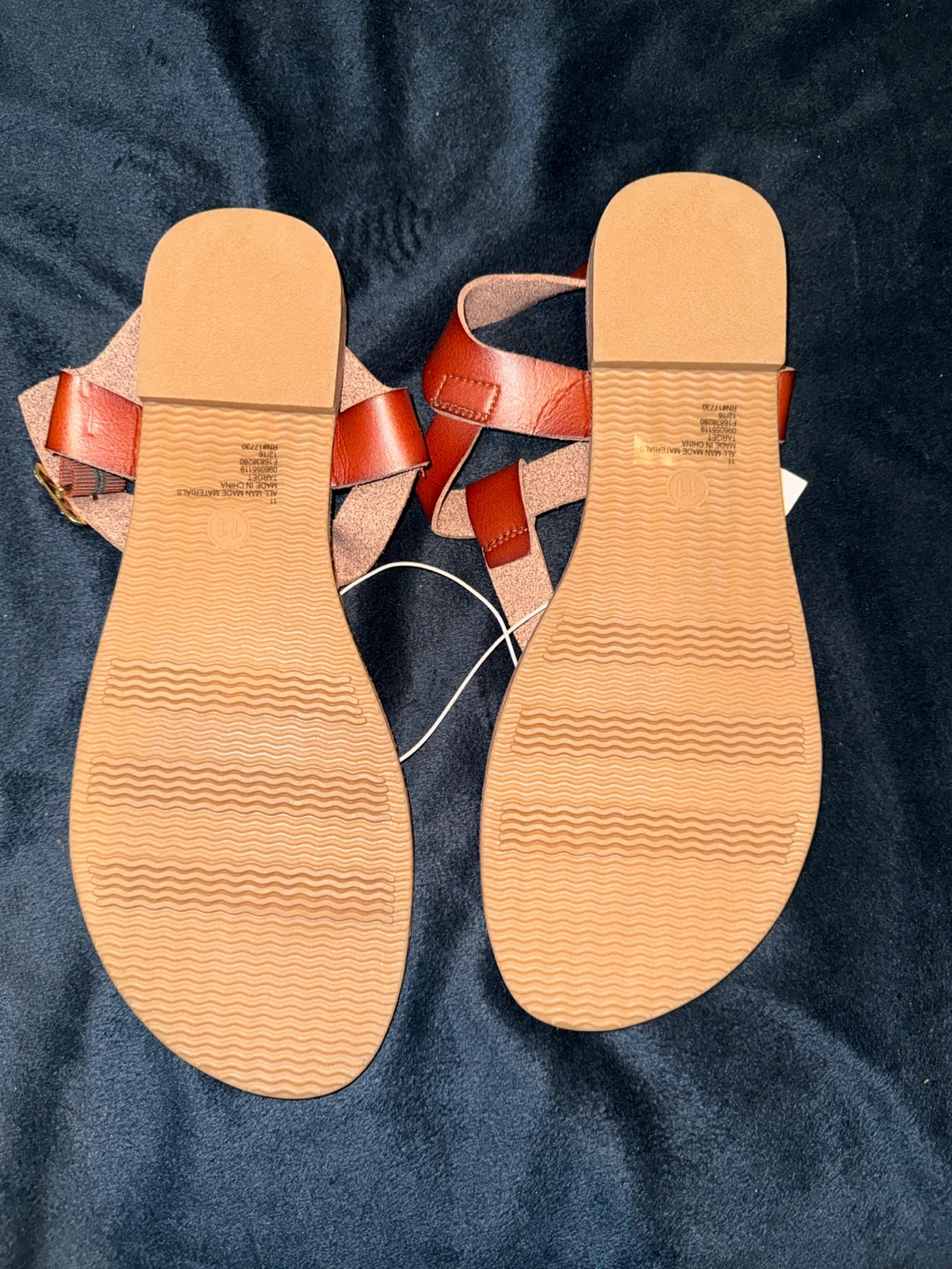 Merona Women's Brown Leather Ankle Strap Flat Sandals Size 11 - photo 2