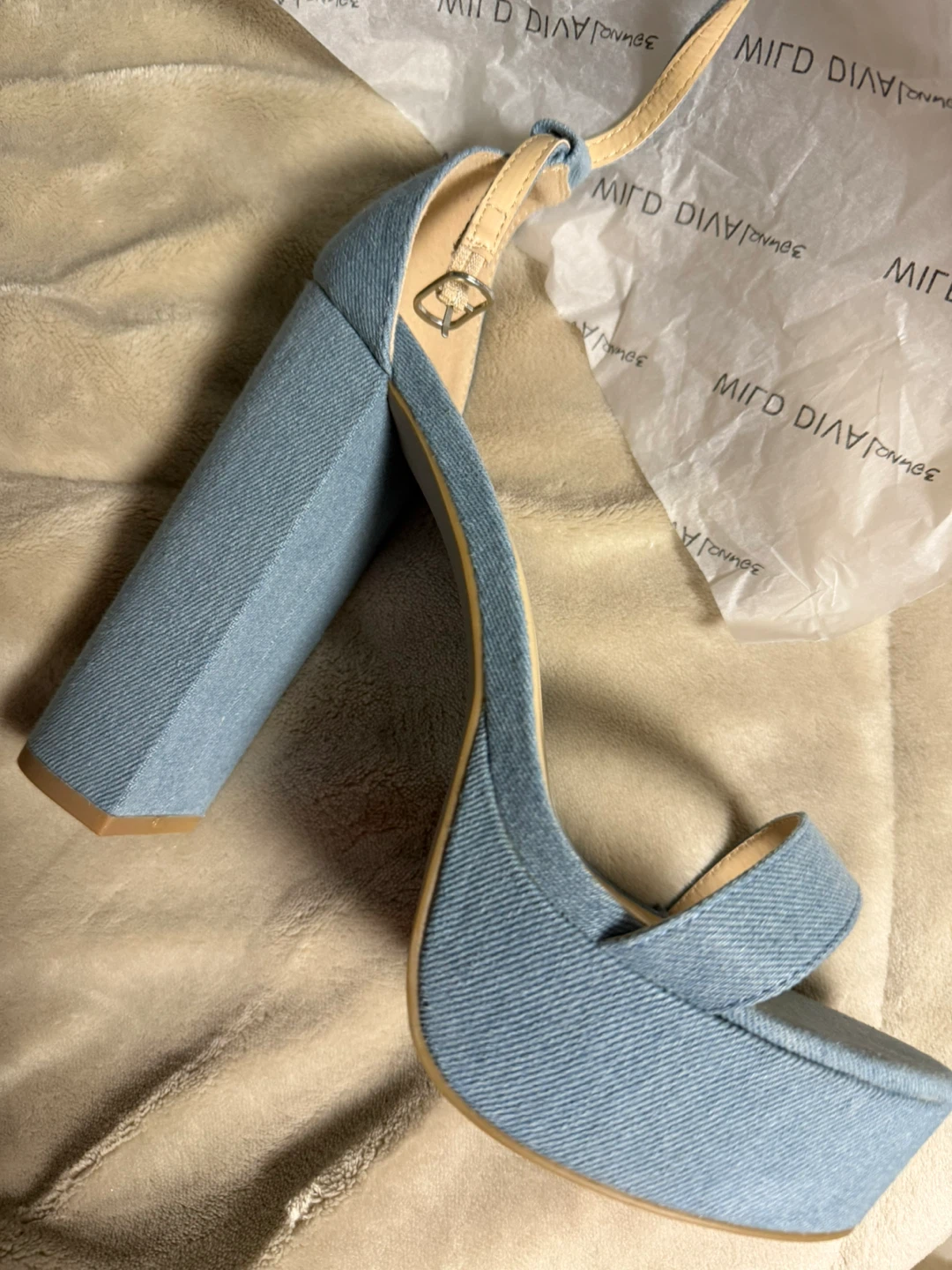 Wild Diva Lounge Denim Platform Heels Size 8 - photo 3