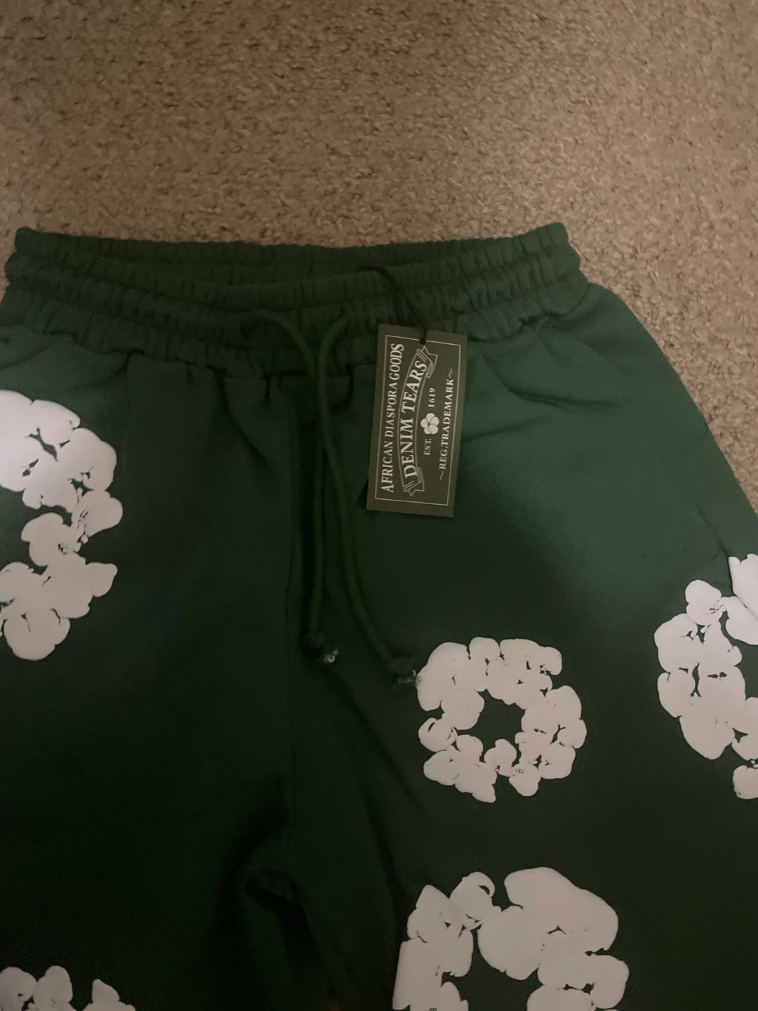 Green Denim Tears Shorts with Floral Print - photo 2