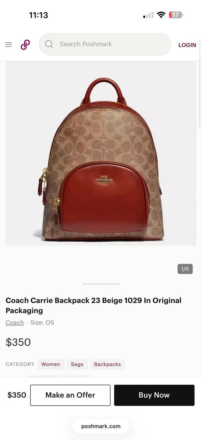Coach Carrie Backpack 23 Beige OS