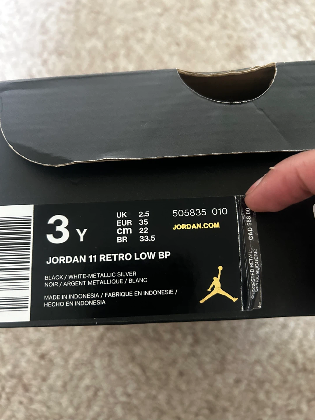 Jordan 11 Retro Low Black/White  Kids Shoes Size 3Y - photo 3