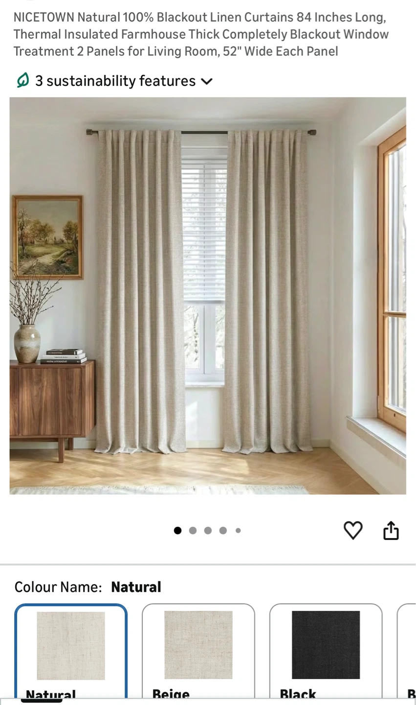 Brand new NICETOWN Natural Blackout Curtains -2 Panels)