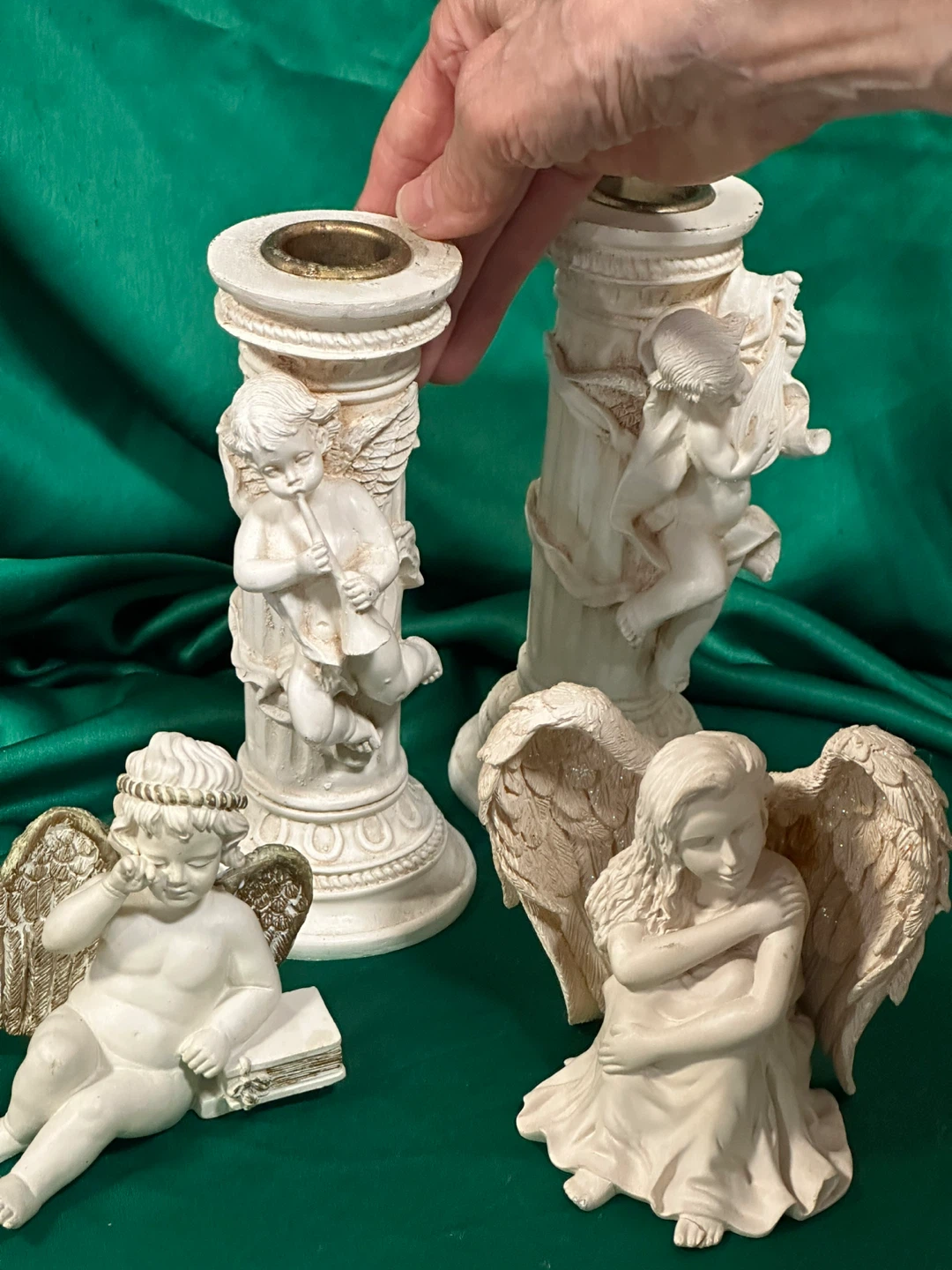 Set of 4 Cherub Angel Candlestick Holders